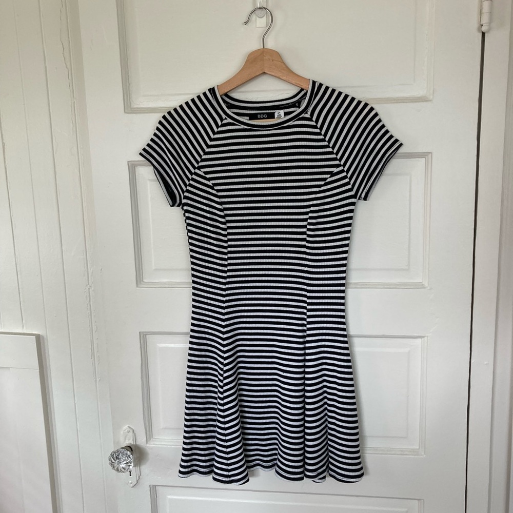 Black and white striped dress
